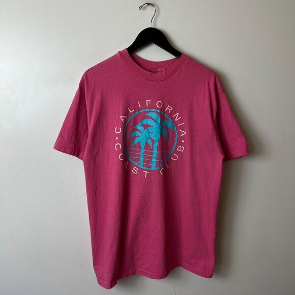 California Coast Club T Shirt Vintage 80s 90s Large L Pink Graphic Tee - Picture 10 of 16